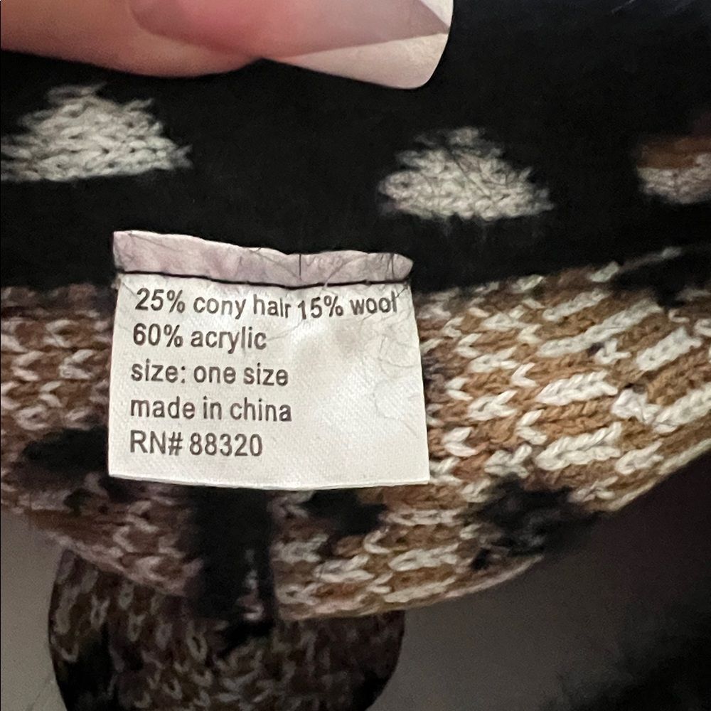 🛍️ Women’s Stylish Black Brown Rabbit Fur Wool rhinestone Beret NWT - Picture 8 of 8